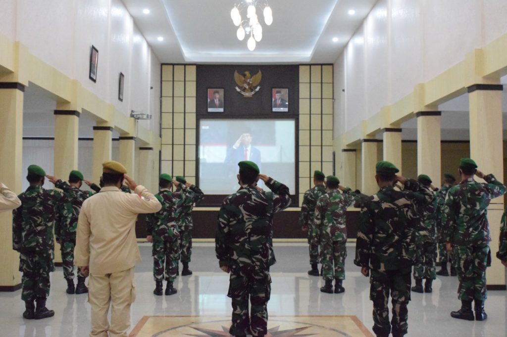 Upacara Peringatan Hari Kesaktian Pancasila 2021 Secara Virtual di Korem 081/DSJ