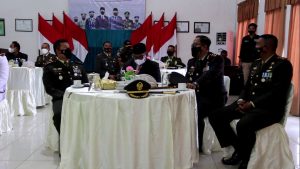 Dandim 0104/Atim Bersama Unsur Forkopimda Kota Langsa Ikuti Upacara HUT TNI ke-76 Secara Virtual