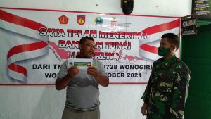 Hindari Kerumunan, Penyaluran BTPKLW Koramil 04/Nguntoronadi Dilaksanakan Selama Tiga Hari