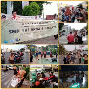 Pramuka SMK Tri Arga 2 Menggelar Bakti Ramadhan Dengan Membagi Bagikan Takjil