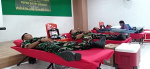 Bhakti Sosial Donor Darah Dukung Penanganan Covid-19 oleh Anggota Kodim 0505/JT