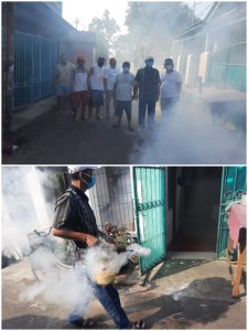 Cegah Penularan DBD, Pengurus RW 003 dan RT 004 Giat Fogging Mandiri