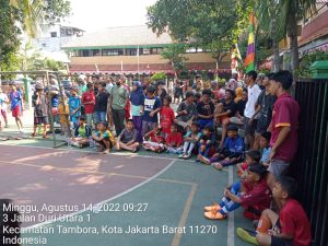 Babinsa Koramil 02/TB Kodim 0503/JB Hadiri Lomba Futsal Dalam Rangka HUT RI ke 77 di Kel.Duri Utara
