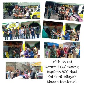 Bakti Sosial, Koramil 06/Cakung Bagikan 400 Nasi Kotak
