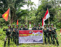 Menjaga Keutuhan NKRI, Satgas Yonif 122/TS Gelar Patroli Patok MM 4 A Perbatasan RI-PNG