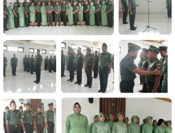 Dandim 0505/JT Pimpin Upacara Korp Prapot Kenaikan Pangkat
