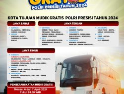 Ayo…Daftar Program Mudik Gratis Polri Presisi 2024 Catat Tempat dan Syarat Pendaftarannya