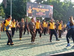 Olahraga Bersama TNI-POLRI, HUT ke 78 Bhayangkara Menuju Indonesia Emas