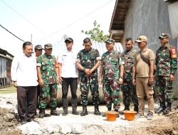 Kasrem 051/Wijayakarta Tinjau Langsung Peletakan Jembatan Merah Putih di Pebayuran